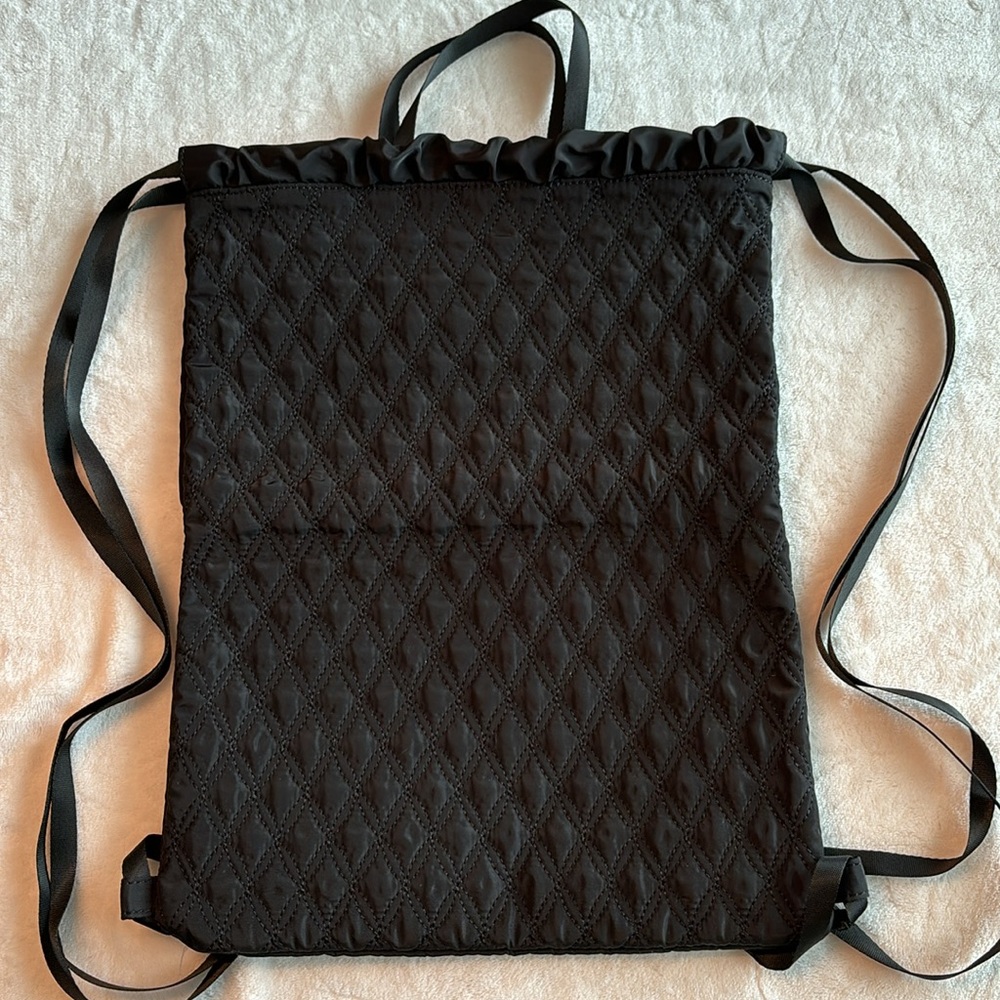 Fabletics Quilted Drawstring Backpack Black Nwot … - image 3